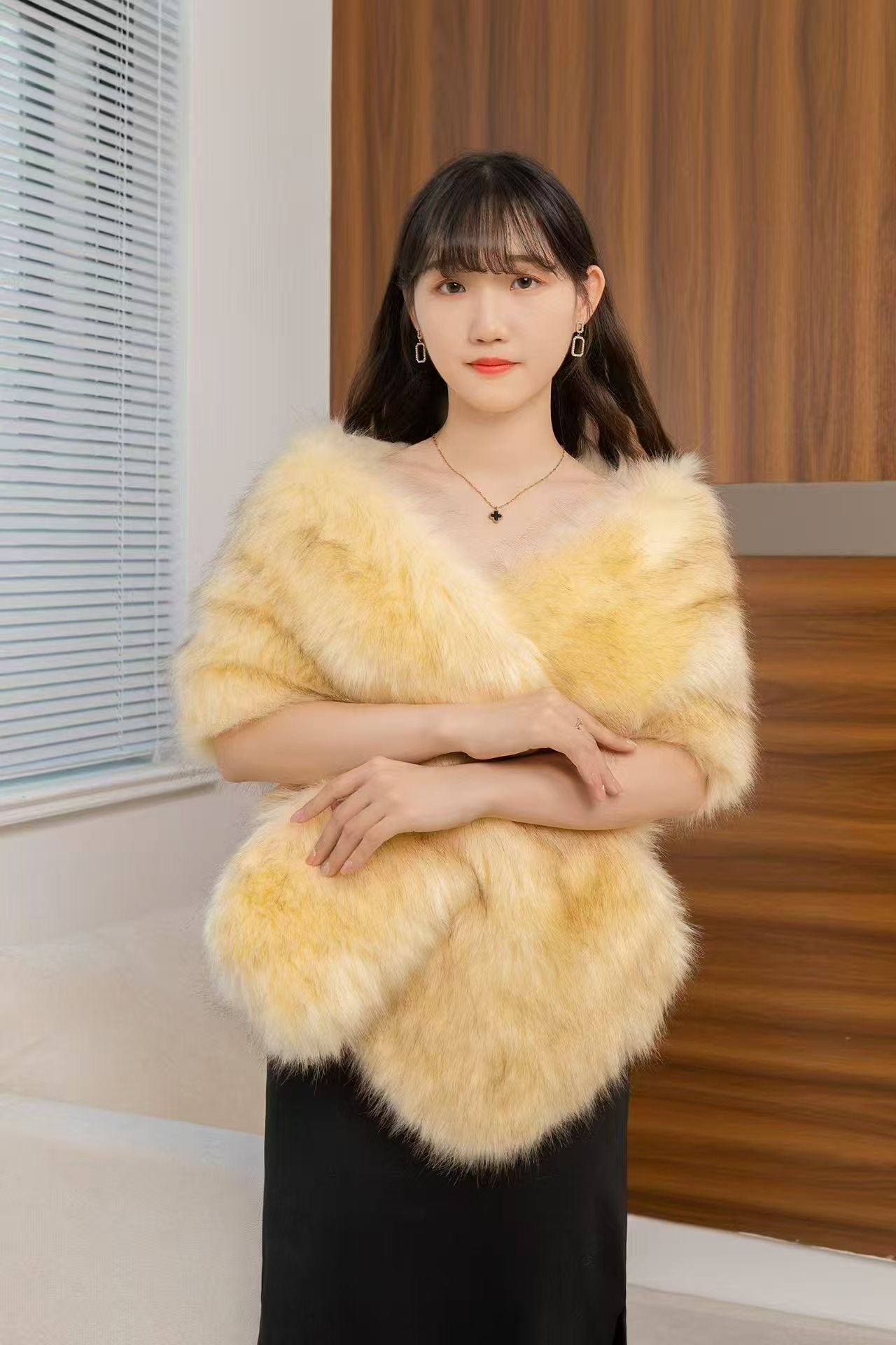 Women's Big Fur Collar Scarf Shawl