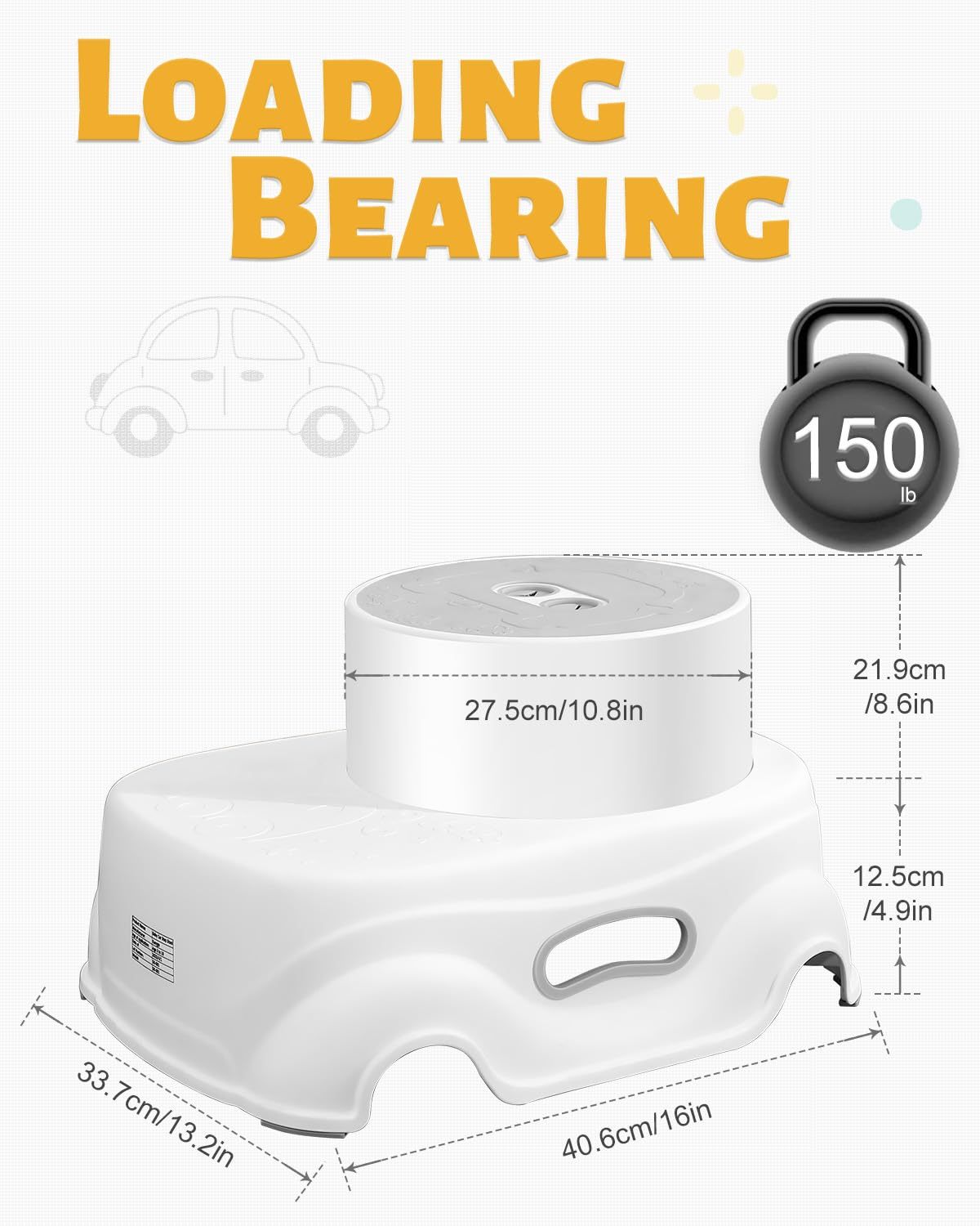 Padded 2-Step Step Stool, 2-Step Footstool - Step Stool Non-slip, Portable, Space-saving Design For Bathroom, Kitchen, Bedroom, Classroom - Easy To Clean, Sturdy And Comfortable