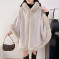 Mid-length Big Fur Collar Cloak Coat